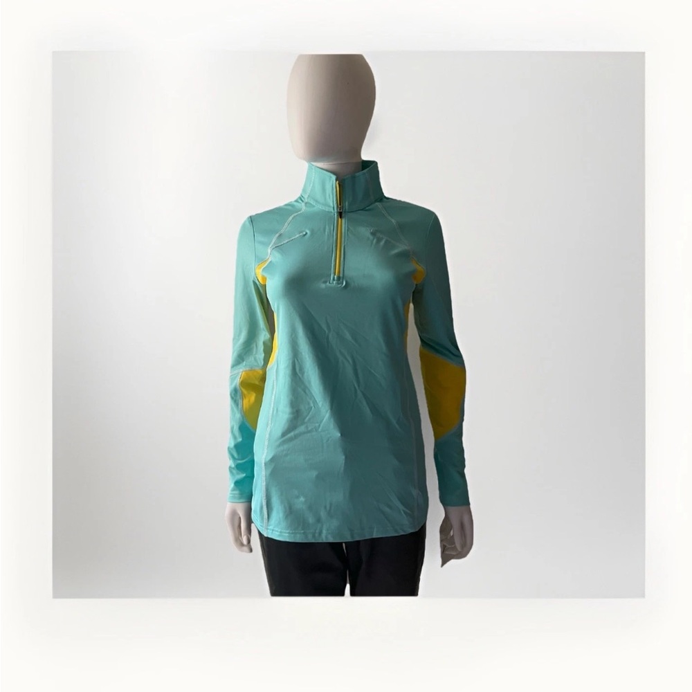 Spyder Turquoise Blue with Yellow Details Long Sleeve T Shirt Size M